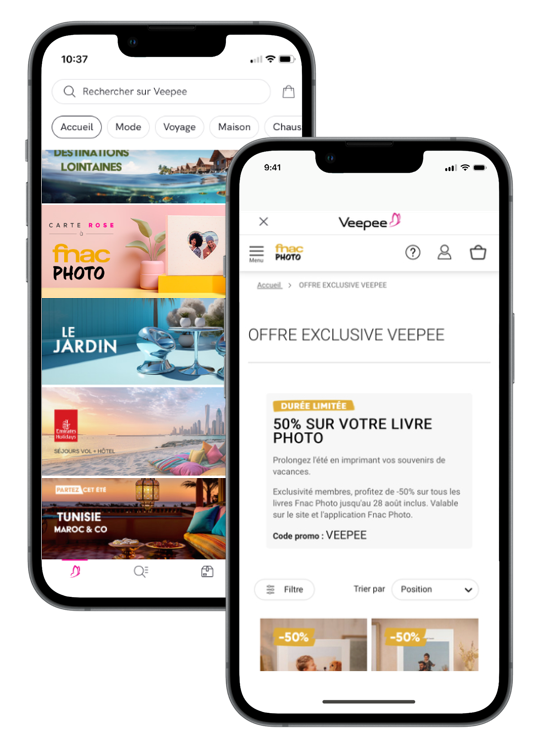 Activation Display Retail VBI sur le site Veepee pour Fnac Photo