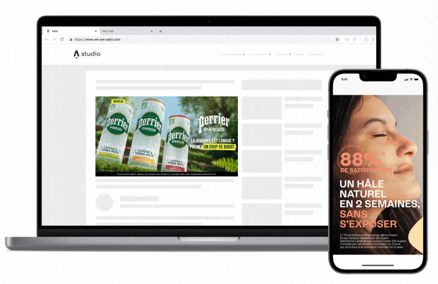 Activation programmatique offsite en Display pour la marque Perrier et une marque de cosmétiques