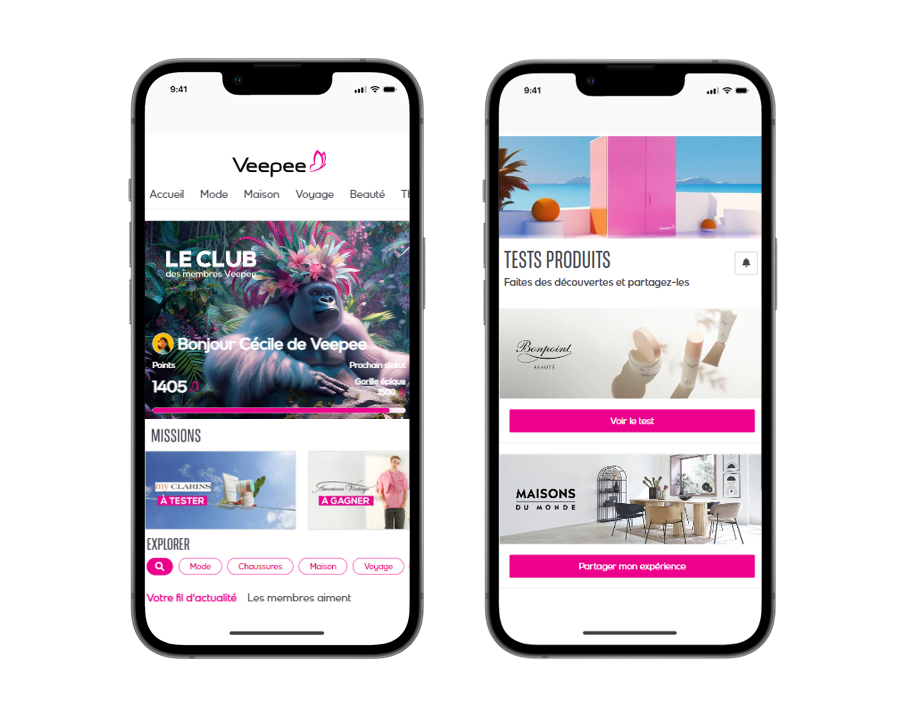 Activations Social Retail Onsite sur la plateforme d’animation Le Club intégrée au site Veepee